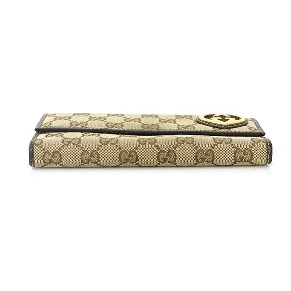 グッチ GUCCI ラブリーハート ダークブラウン GGキャンバス 三つ折り