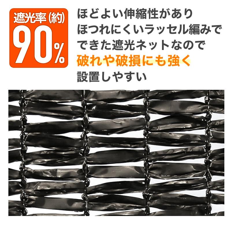 ダイオ 日本製 遮光ネット 90BHT 2m×2m 遮光約90% 黒 ボタンホール付