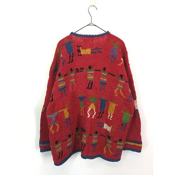古着 90s AMANO ボリビア製 人柄 総柄 カラフル ポップ ヘビー ウール