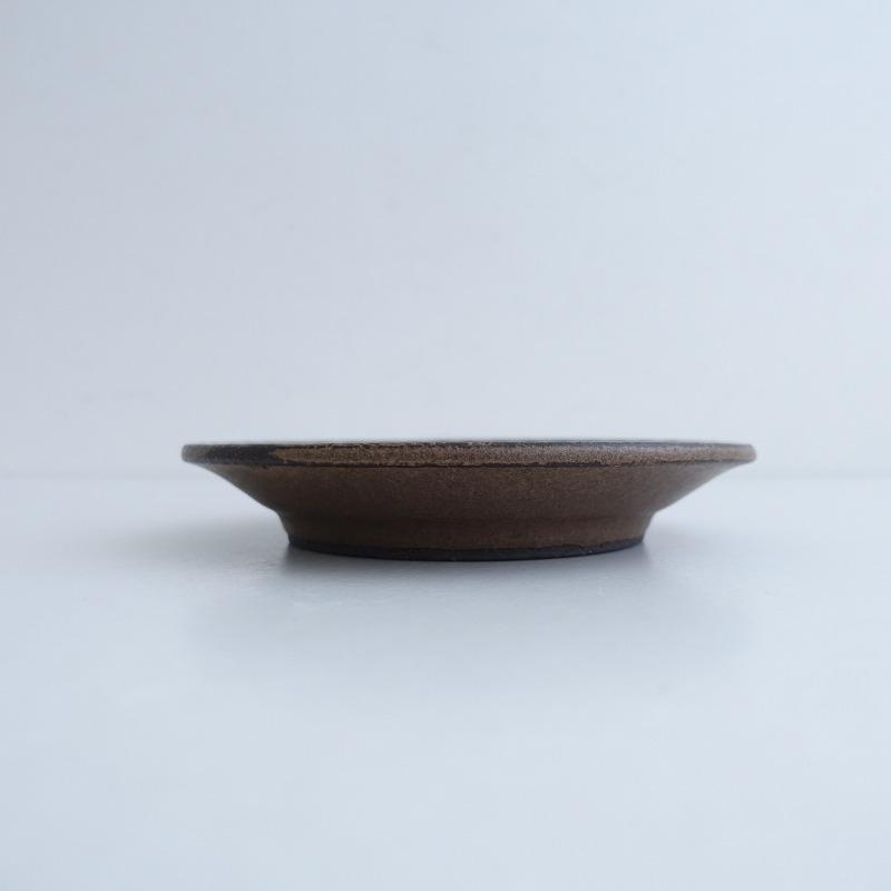 小澤基晴 *ブロンズ しのぎ 7寸皿*ブラウン茶プレート器うつわ食器