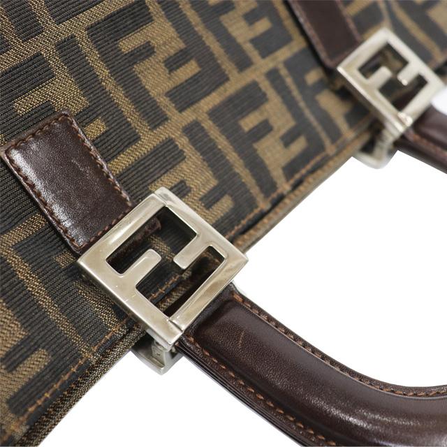 FENDI（フェンディ） ズッカ柄 ハンドバッグ キャンバス レザー
