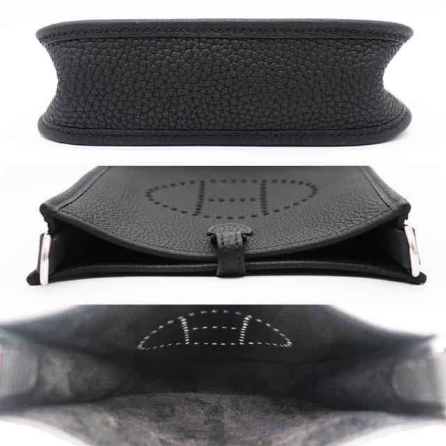 エヴリン （美品）エルメス HERMES エブリンTPM 型押しレザー 黒系