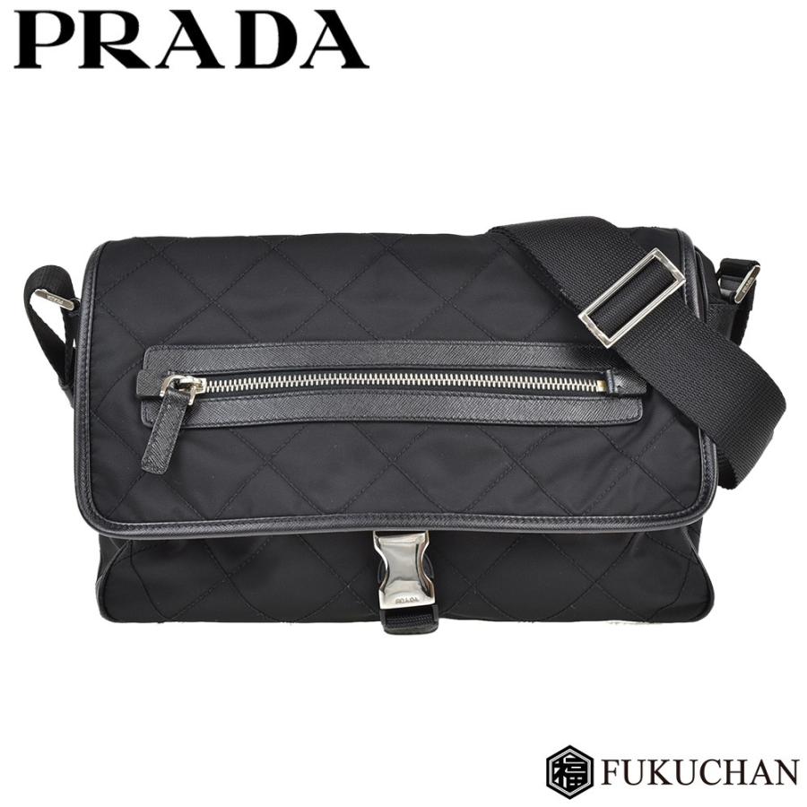 PRADA/プラダ キルティング ショルダーバッグ NERO(ブラック)×シルバー