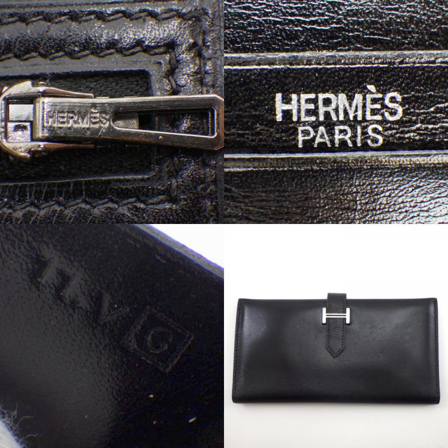 HERMES（エルメス） ベアン 長財布 ボックスカーフ レザー □G刻印