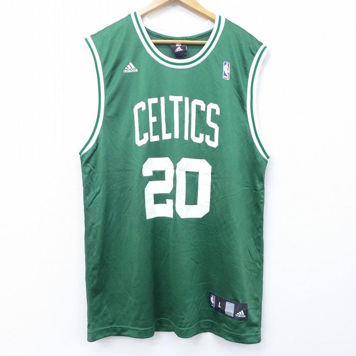 古着 アディダス タンクトップ 刺繍ロゴ NBA セルティックス 2XL 緑