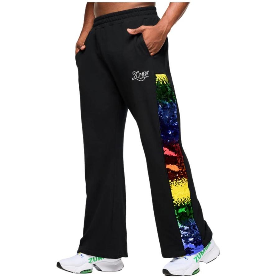 ズンバ（ZUMBA） ロゴ スパンコール付き ワイドレッグ スウェット
