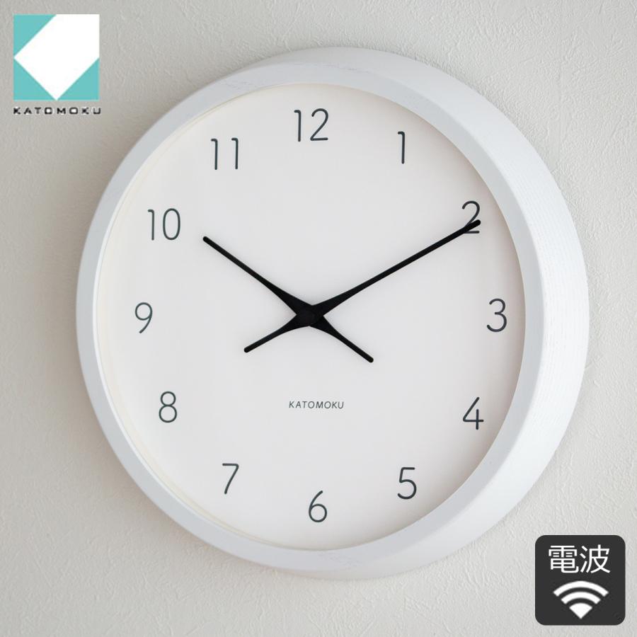 加藤木工 掛け時計 電波 木製 muku round wall clock 7 ホワイト