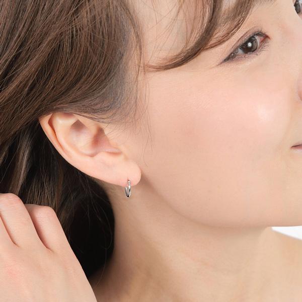 Pt900 プラチナ パイプ フープ ピアス スナップ 1ペア 両耳 幅1.0mm 外