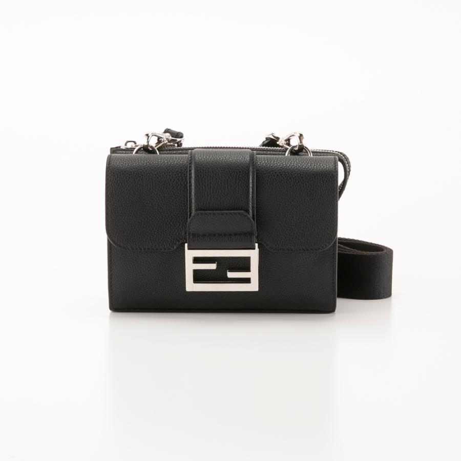 FENDI（フェンディ） ショルダーバッグ ダブルバゲット ブラックレザー