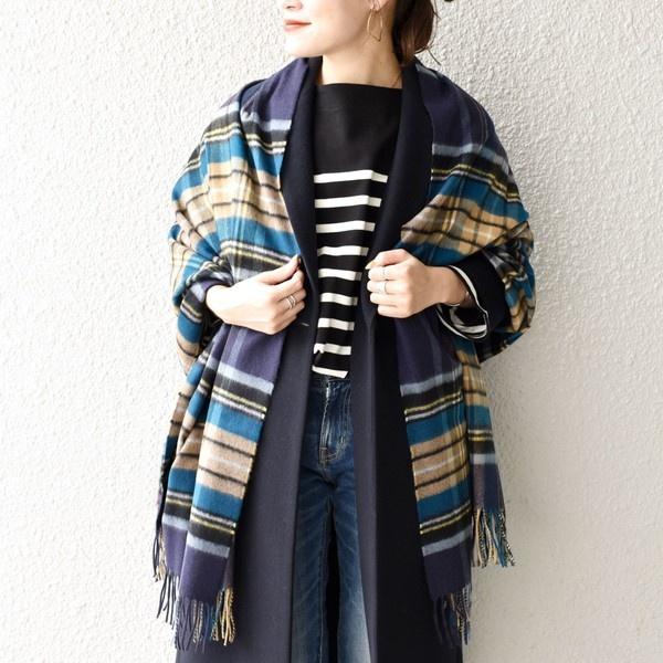 SHIPS（シップス） 【SHIPS別注】JOHNSTONS:カシミヤチェックストール
