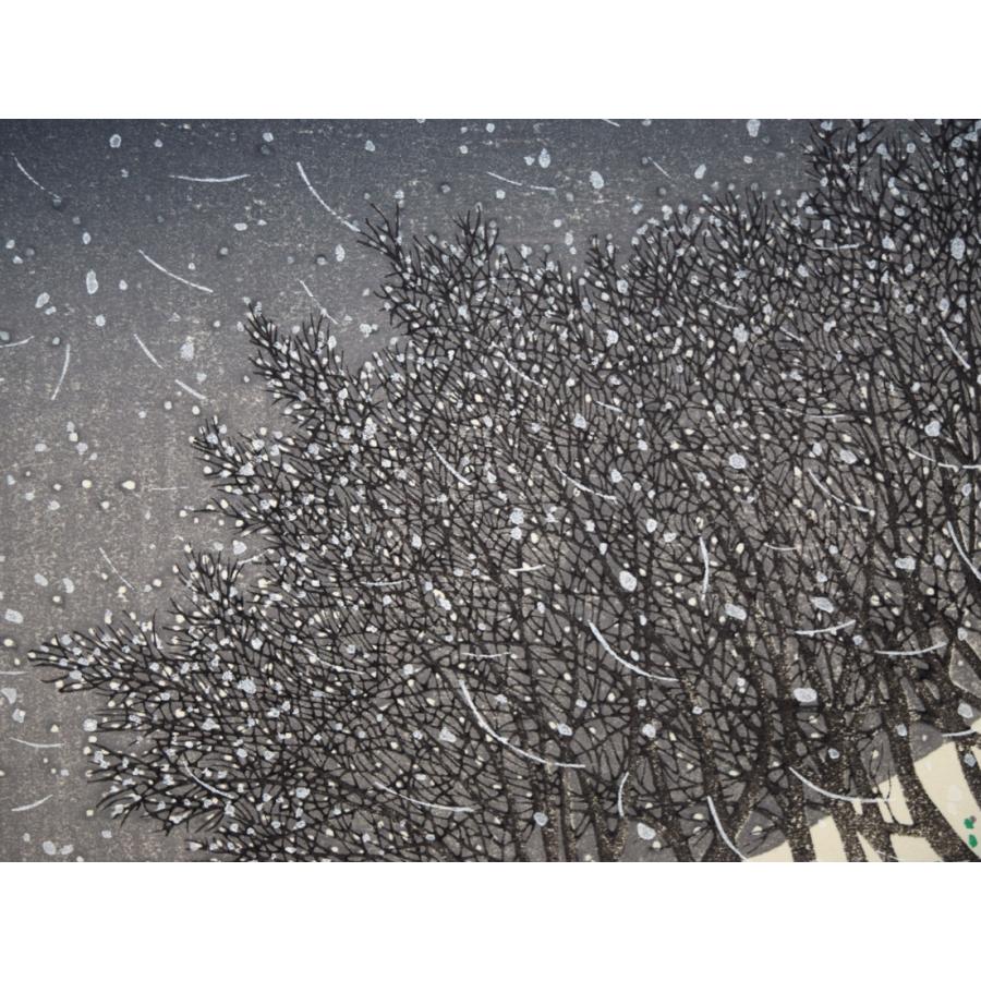 牧野 宗則「雪月夜」木版画・限定品・直筆サイン入り□日本を代表する