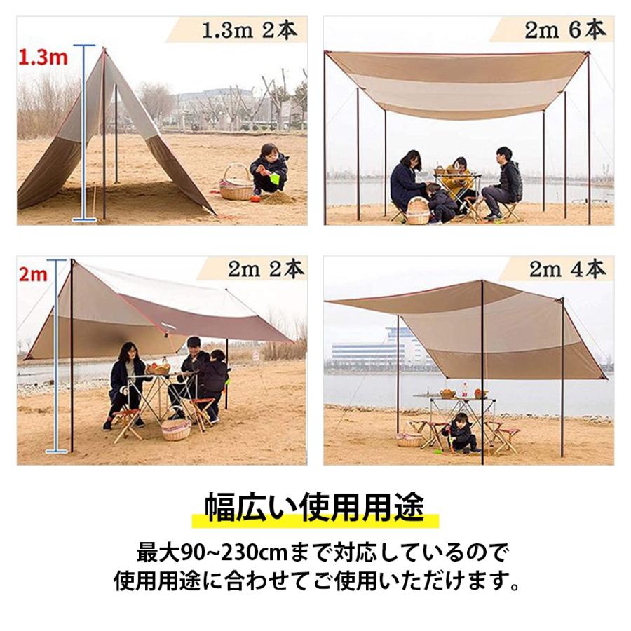 タープポール 2本セット テントポール 収納袋 ケース 伸縮式 アルミ