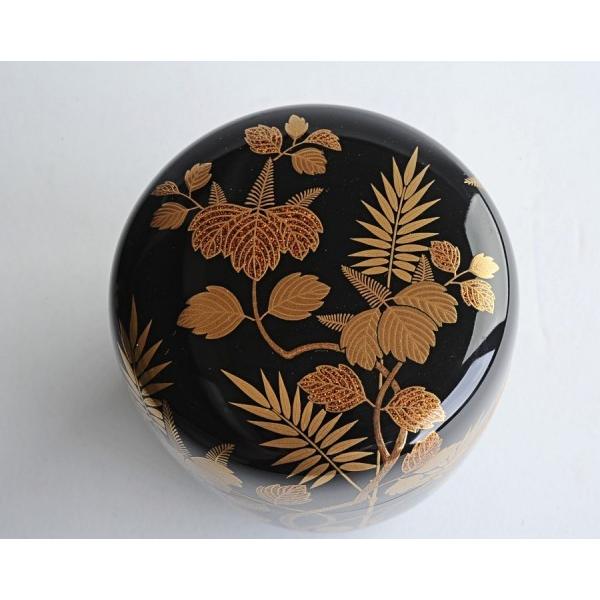 蒔絵師 鈴谷鐵五郎 嵯峨絵 棗 仕覆、共箱 高さ約7．2cm茶道具