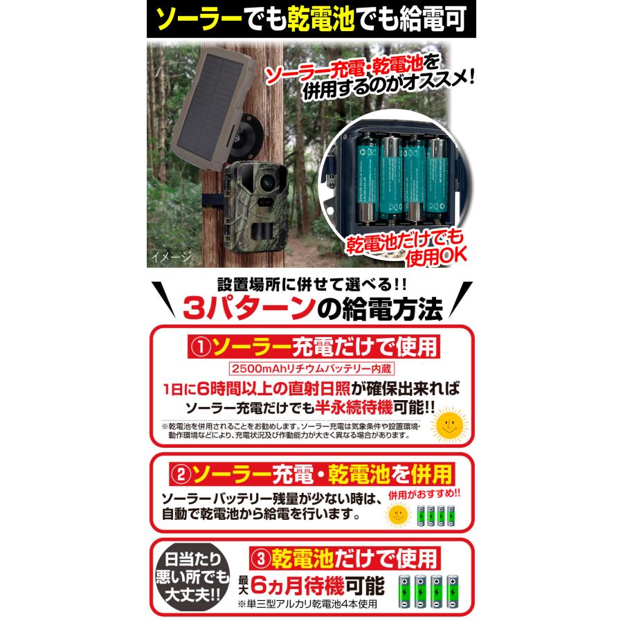 防犯カメラ トレイルカメラ 4K 5000万画素 ソーラー 高画質 室内 屋外