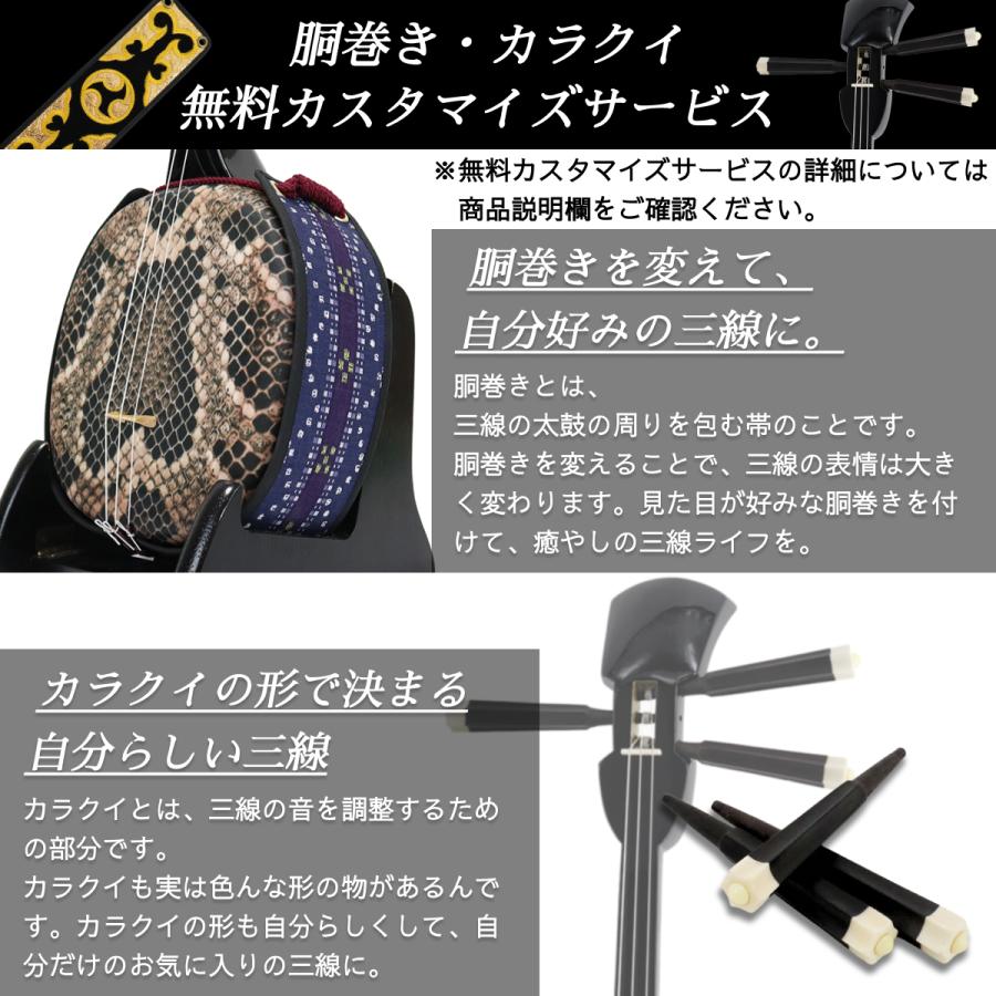 沖縄三線 初心者用スタンダードセット 本皮強化張り カスタマイズ