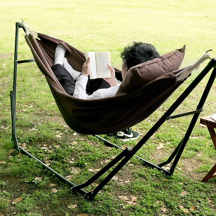 Sifflus ポータブルハンモック 3WAY 自立式 収納バッグ付き 綿