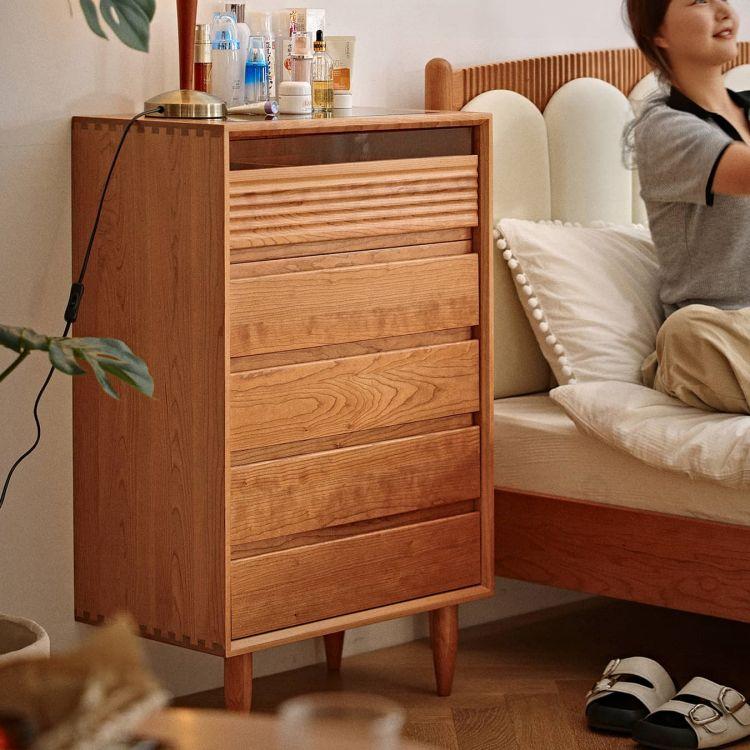幅60cm」キャビネット タンス 5層 収納 引き出し ナチュラル チェリー