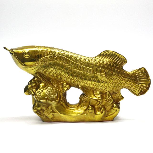 アロワナ 金龍魚 置物 銅製 龍 魚 長さ約25cm LLサイズ 風水