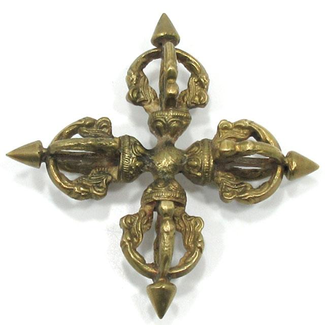 密教法具 カツマ 羯磨 銅製 仏具 法器 約11cm 十字 バジュラ 五