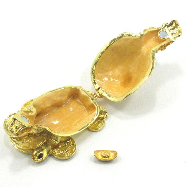 龍亀 ロングイ 置物 風水 元宝付き ろんぐい 龍 亀 元寶 キラキラ