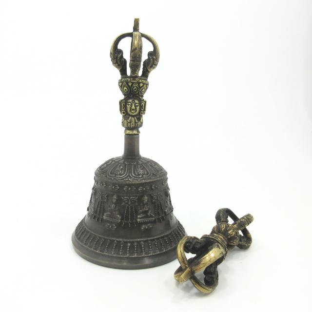 ガンター 金剛鈴 バジュラ 金剛杵 セット 八仏陀 高音質 高さ約