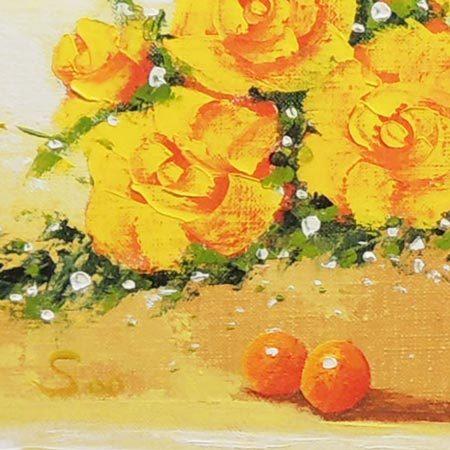 黄色のバラ 油絵 鄭 秀京 Soo 黄色のバラ 油絵 鄭 秀京 Soo