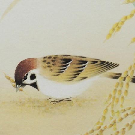高級色紙「稲穂に雀」春穂（色紙絵） : 掛け軸・絵画の専門店 掛軸堂
