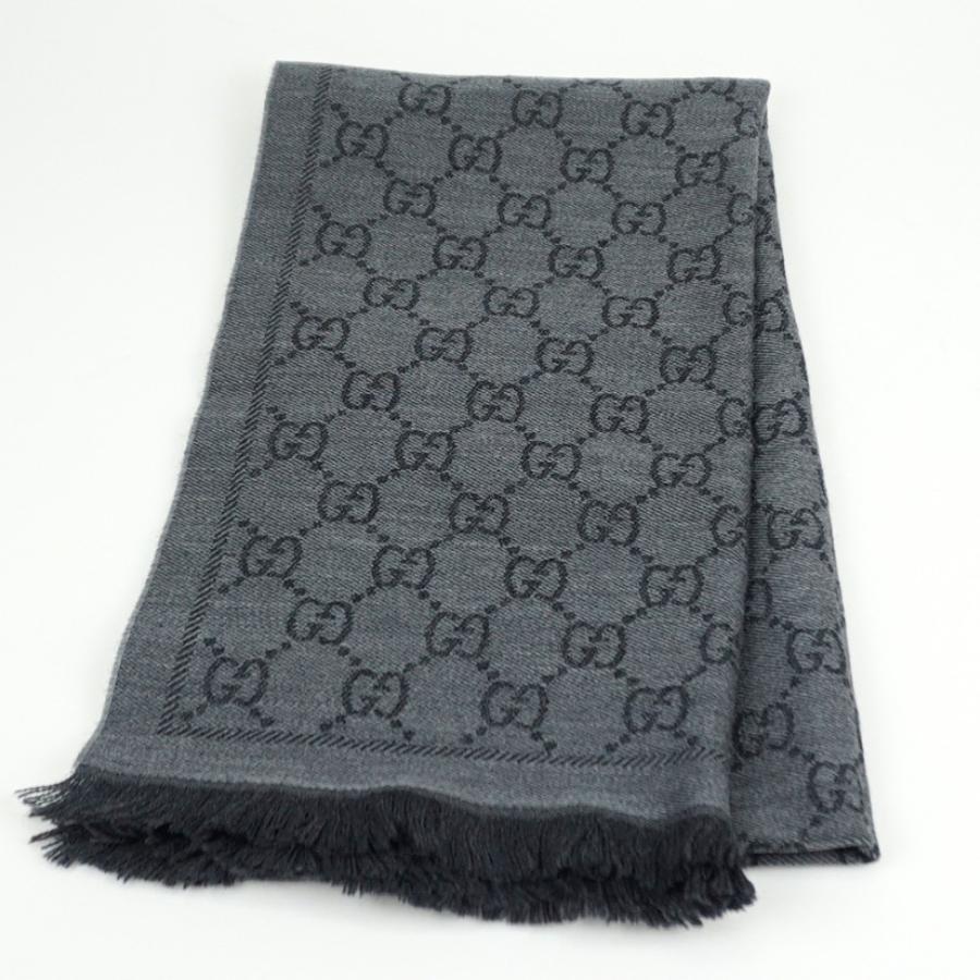 GUCCI（グッチ） 508313 GG柄 ストール チャコールグレー ウール100