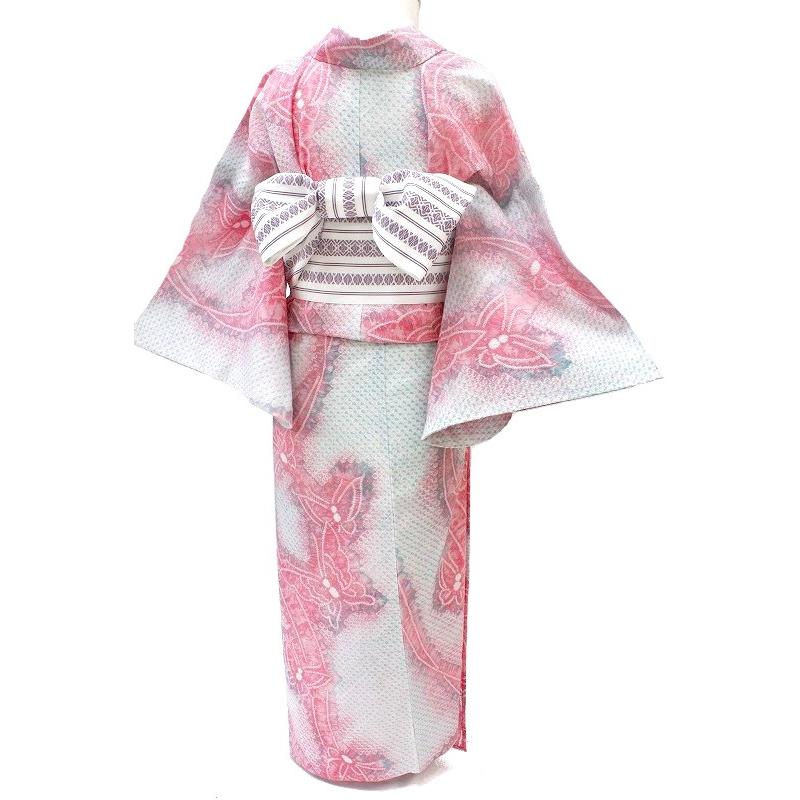 浴衣 本場有松絞り ピンク ミントグリーン 蝶 蝶々 木綿 伝統工芸品