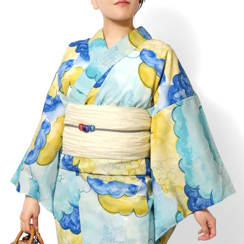 浴衣 tsumori chisato セオアルファ 雲 森 街 水色 レディース 夏着物