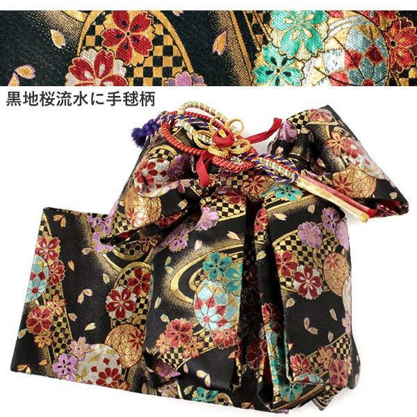 七五三 作り帯 7歳 帯 桜 花 手毬 黒 金 赤 緑 ピンク 白 飾り紐付き