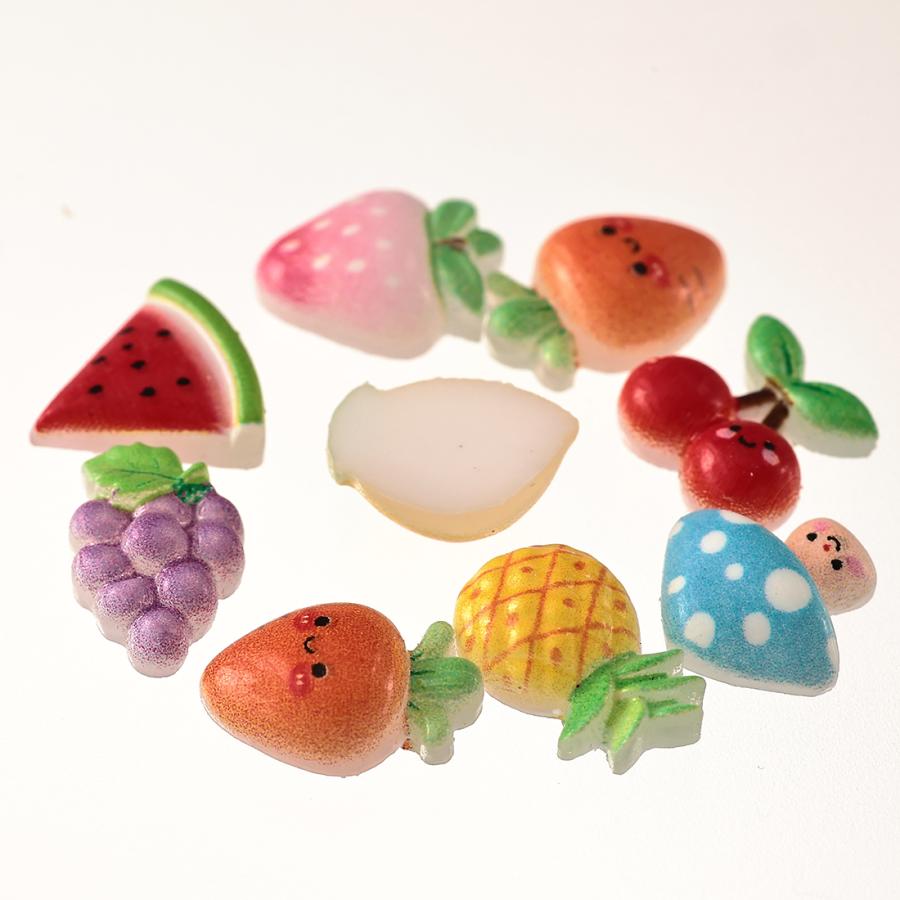 デコパーツ 果物 12mm ミックス 250個 いちご 野菜 3D ネイルパーツ