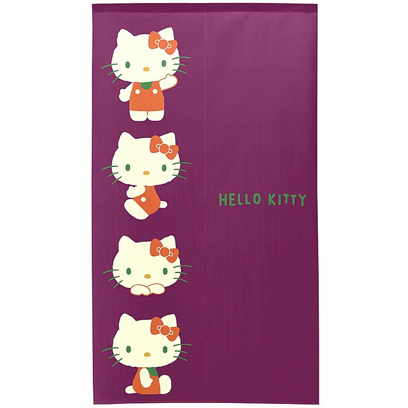 ハローキティ ハローキティのれん レトロカラー 紫 85×150cm ロング