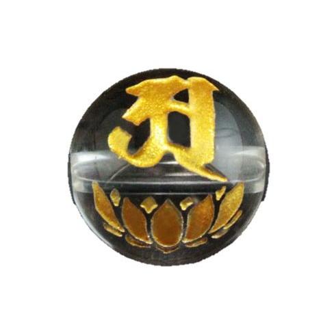 阿字観 あじかん 水晶梵字玉 金色 水晶 10mm 彫刻 一粒売りビーズ