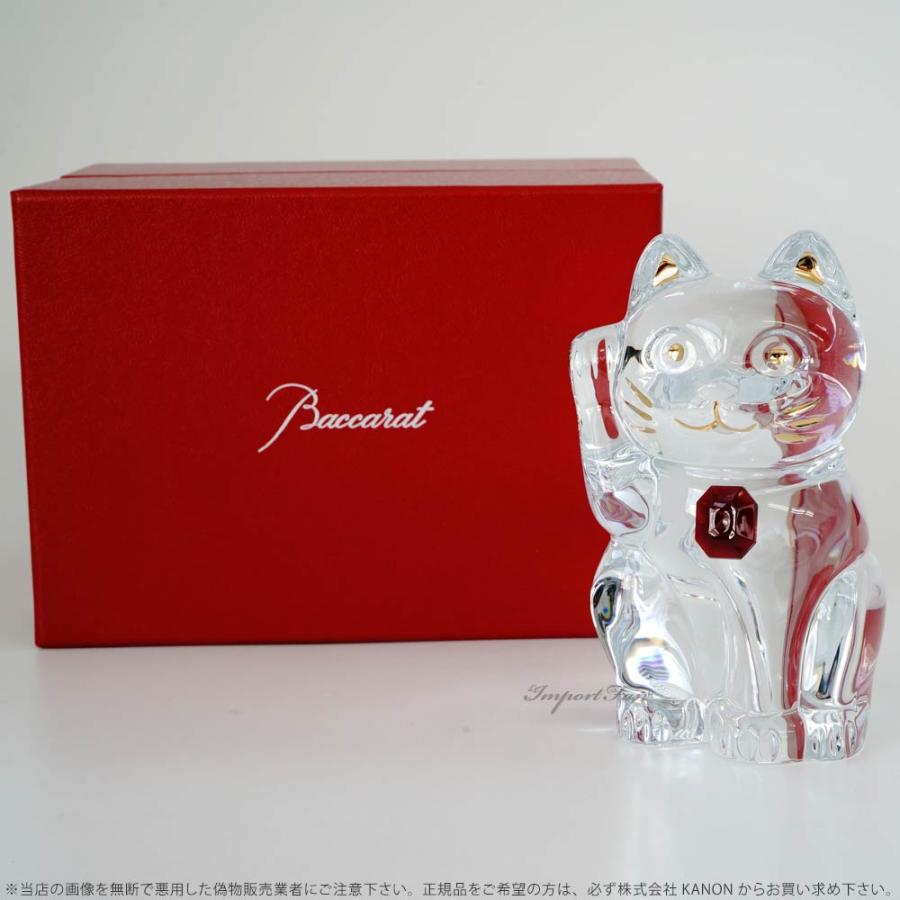 バカラ（Baccarat） クリスタル 招き猫 レッドオクトゴン ラッキー