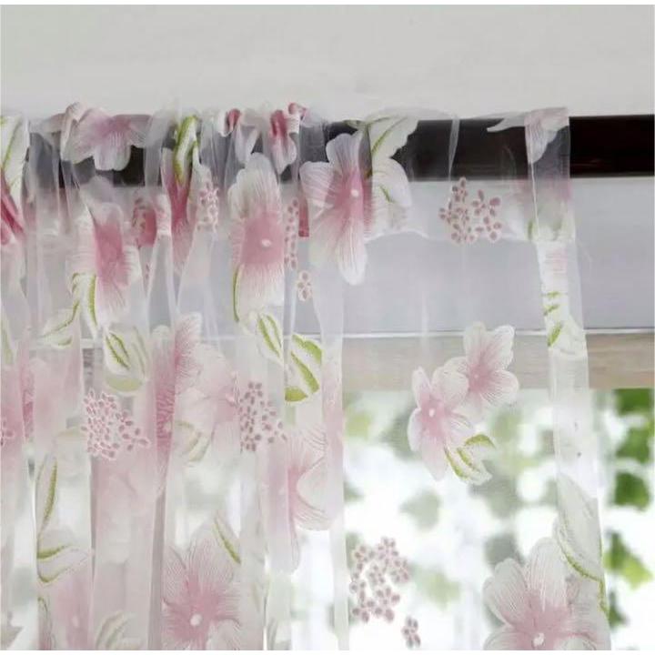 B品剥げ有 桜 さくら のれん 2枚セット レース カーテン 春 花 ピンク