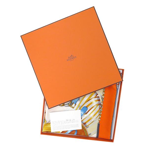 HERMES（エルメス） スカーフ カレ90 CARRE オレンジ×ブラン×ルイユ