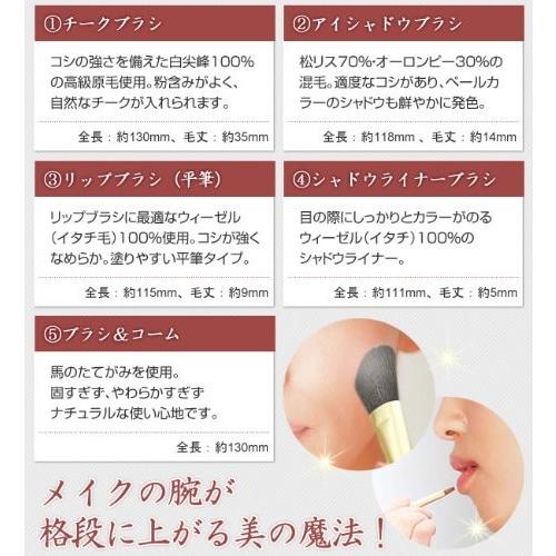 熊野筆 筆の心 化粧筆 5本セット 専用ケース付き 箱入り メイクブラシ
