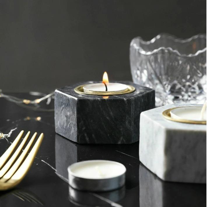 イタリア Lancini社製 置時計 大理石 手巻 燭台付 キャンドルスタンド