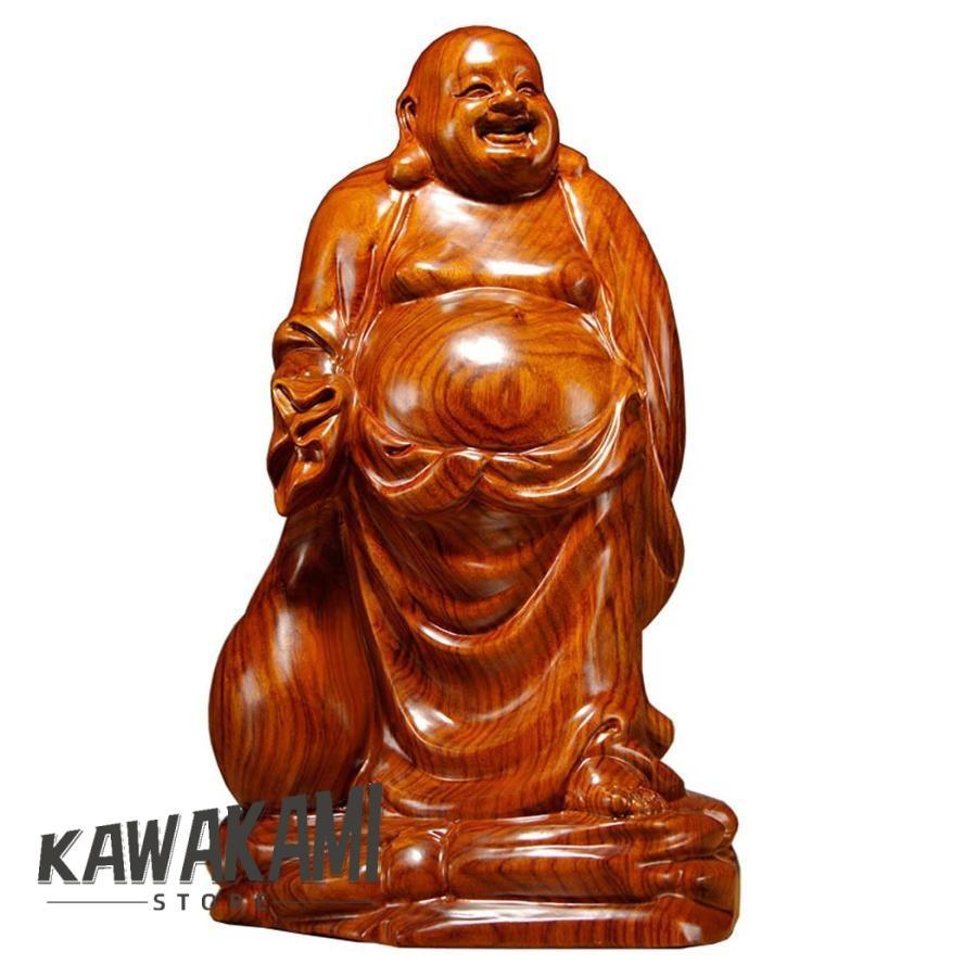 仏像 木彫り 七福神 布袋 様 布袋さんの置物 木像 木製フィギュア 黄