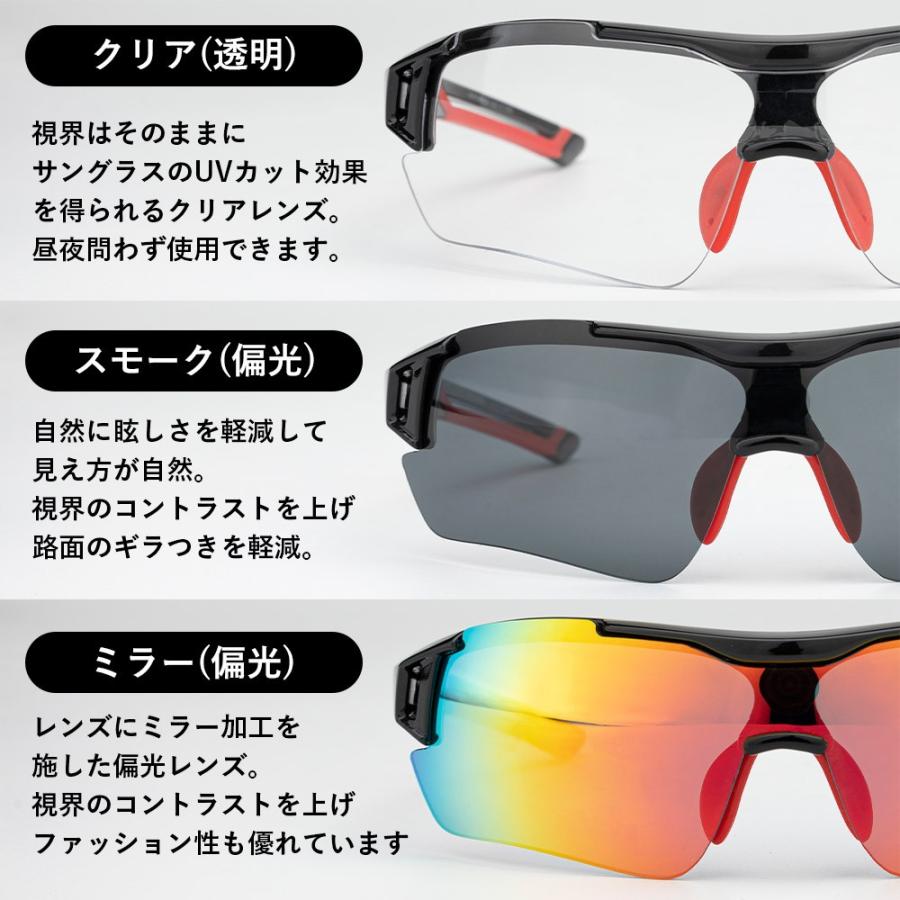 ROCKBROS スポーツサングラス 偏光レンズ ミラー クリア UVカット