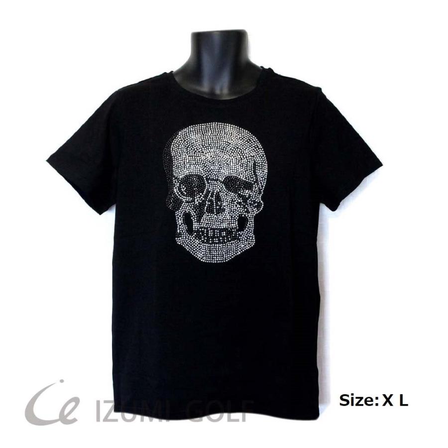 スカル Tシャツ ラインストーン ブラック メンズ・レディース 半袖