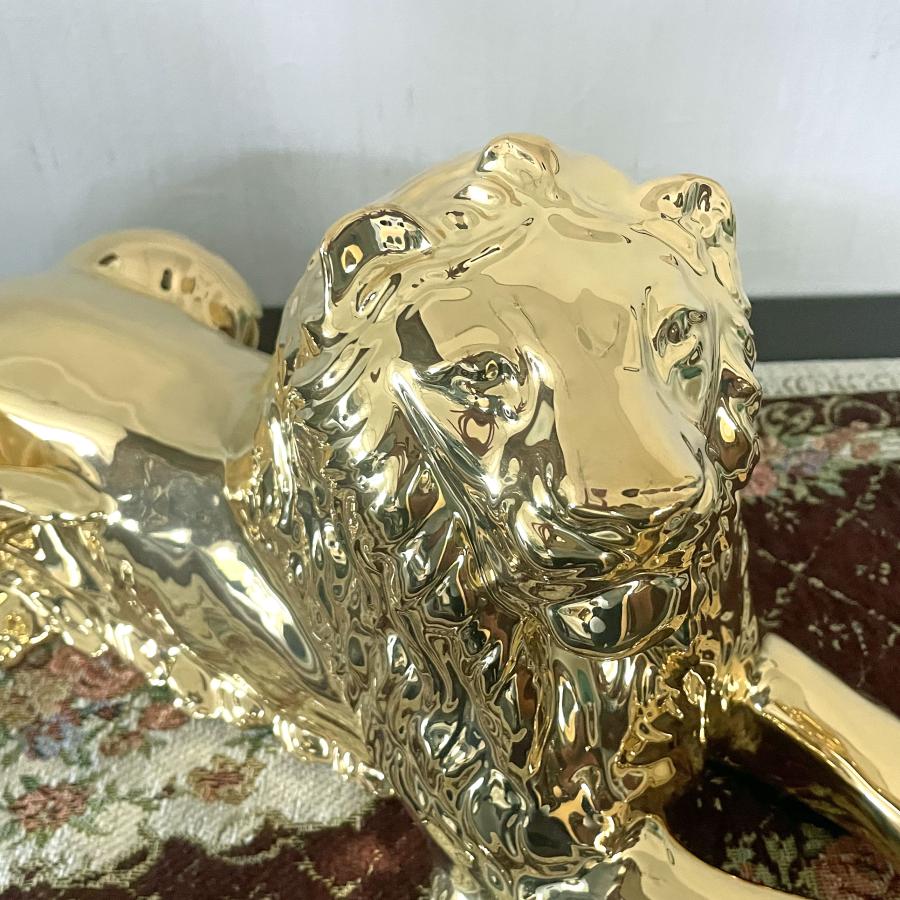 陶器 動物 ライオン 置物 イタリア製 獅子 完成品 ヨーロピアン