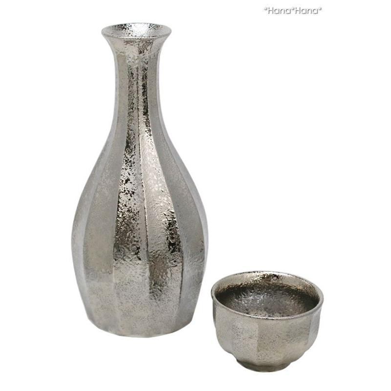 銀彩面取 徳利 200ml プラチナ シルバー 有田焼 // 和食器 食器 酒器