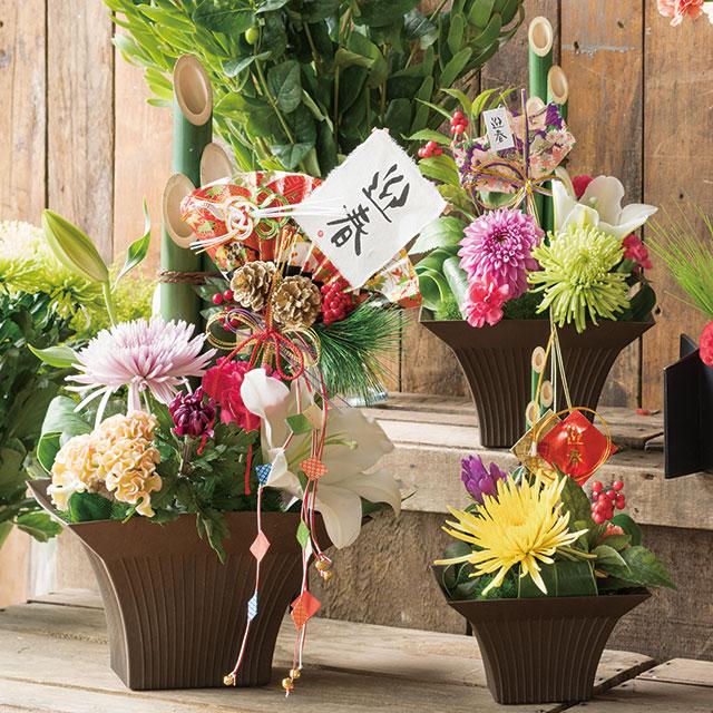 門松用竹 3本組 中 プラスチック製 赤組紐 1〜3個までレターパック