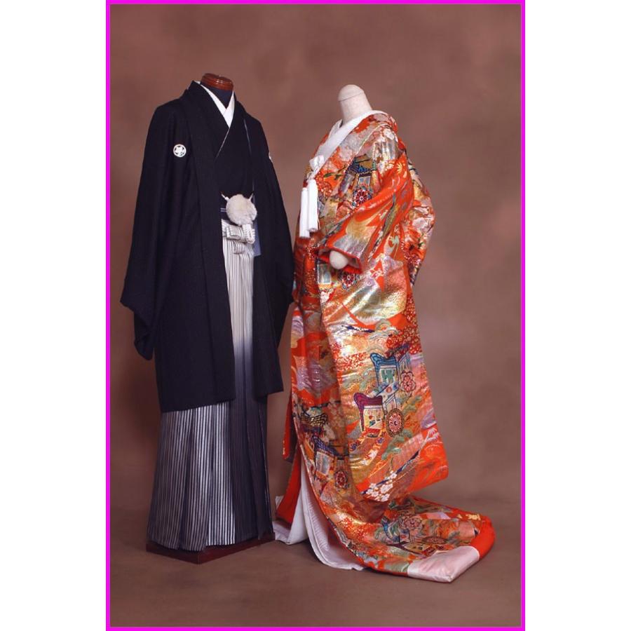 京都最高級金襴西陣織 色打掛レンタル紋付レンタルフルセット6033 朱地