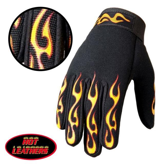 バイク メカニック グローブ Yellow Red Flame イエロー レッド 炎柄