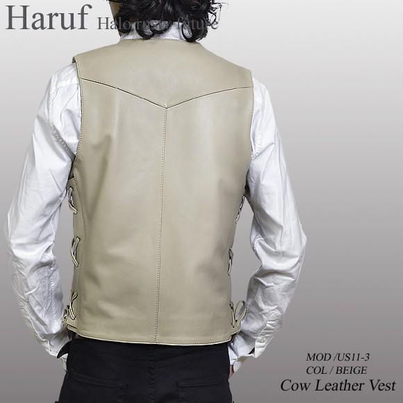 Haruf（ハルフ） レザーベスト ベスト メンズ 本革 ジレ 革ベスト