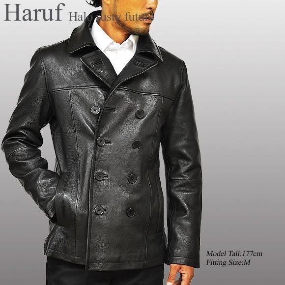 Haruf（ハルフ） レザージャケット メンズ 本革 ピーコート Pコート 革