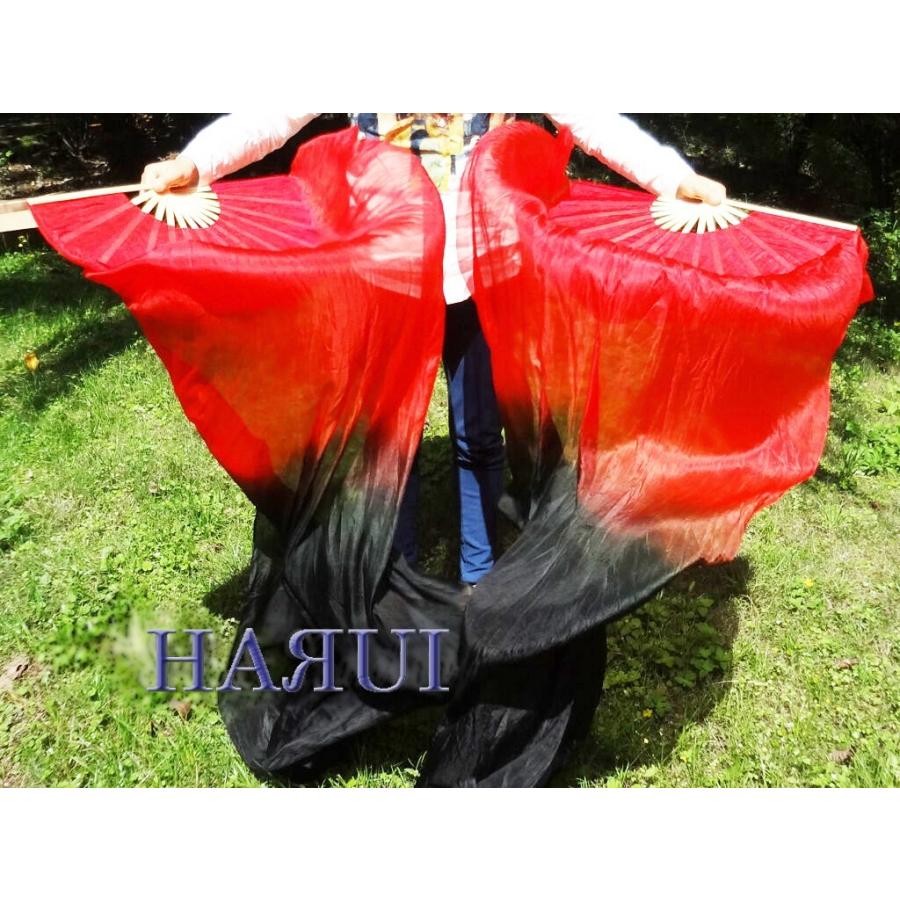 ベリーダンス シルク ファンベール 赤 黒 180cm 150cm : Costume Shop